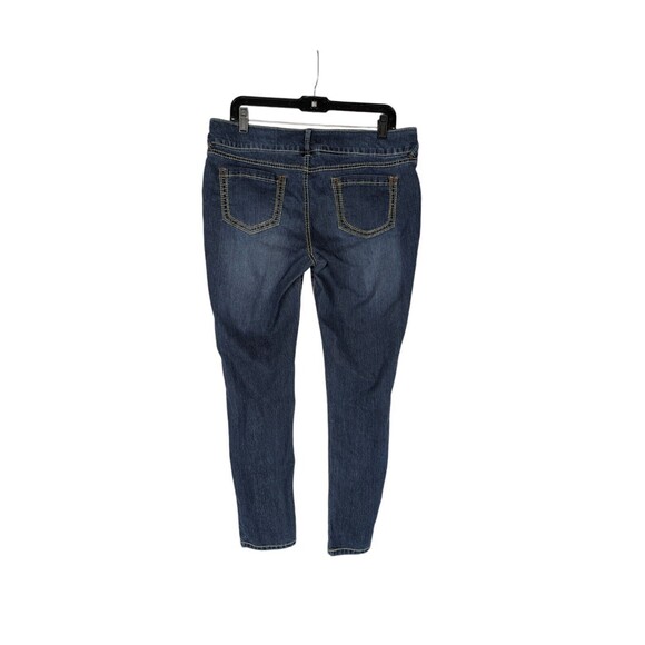 Y2K Mudd Sz 15 Junior's Blue Whiskered Double Button Slim Straight Leg Jeans - Picture 4 of 7